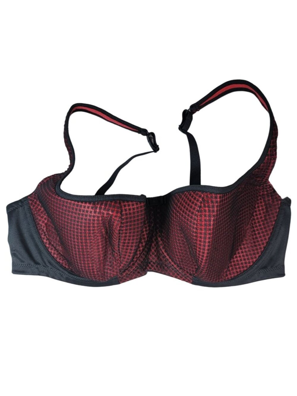 Rosme Balconette Underwire Bra Red Black 38DD Kamila Padded Semi Demi Adj NEW